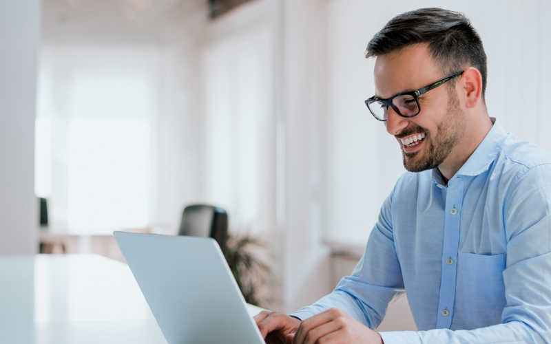Man working on laptop